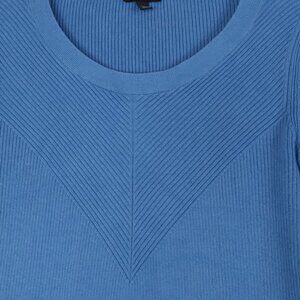Cornflower Blue Crew Neck Ribbed Long Sleeve Cotton Blend Sweater Sz Sp